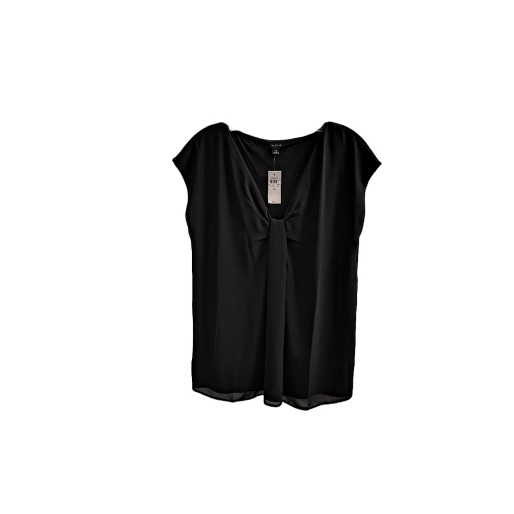Ann Taylor Black Cap Sleeve Blouse NWT